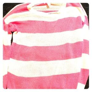 Pink with white striped cardigan/ long sleeve
